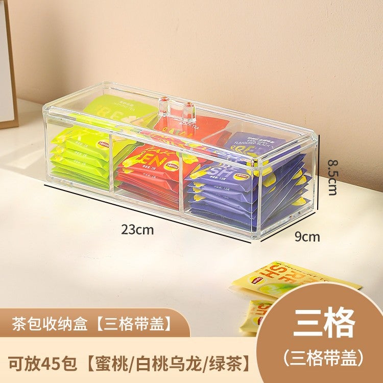 Tea Bag Coffee Storage Box Compartment Sealed Portable Lid Large Capacity Desktop Dustproof Tea Tea Room Storage Rack - Image 1